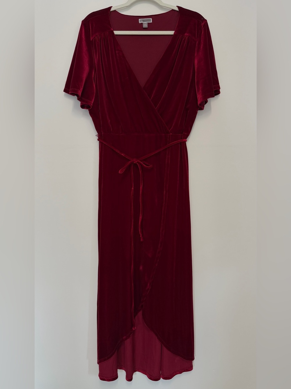 Chelsea28 Burgundy Velvet Wrap High-Low Dress